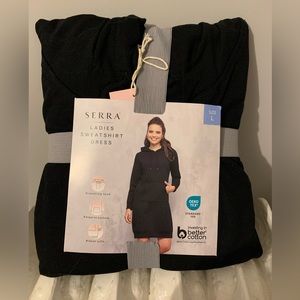 Serra Long Sleeve Black Sweatshirt Hoodie Dress
